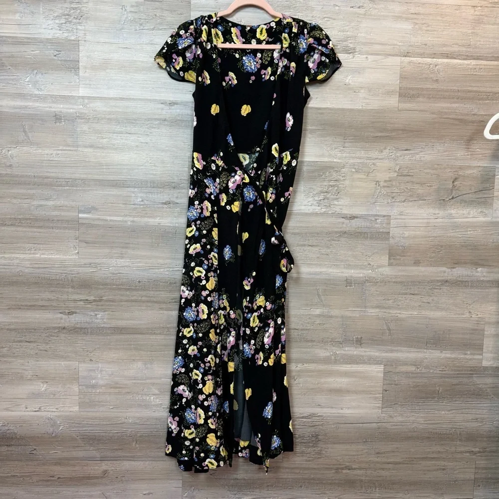 Free People Boho Floral Wrap Maxi Dress | Tulip Sleeves | XS
